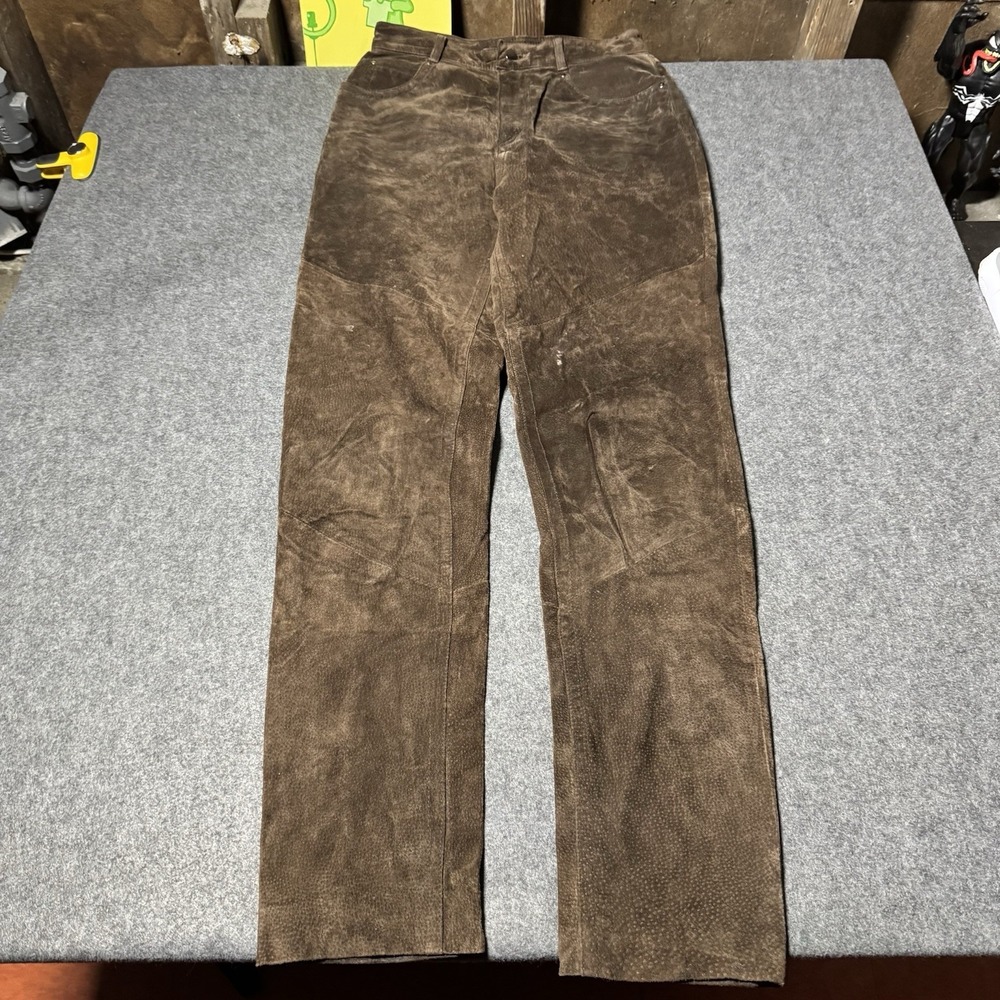 Vintage Wilson Leather Suede Pants Women Size 10 Brown Slim Straight High Rise‎